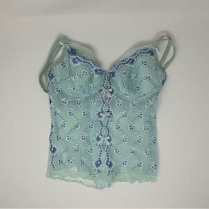 Blue lace bustier top